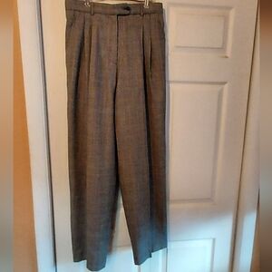 Vintage Milagro Worsted Wool Gray Red Houndstooth Pleated Straight Leg Pants 12